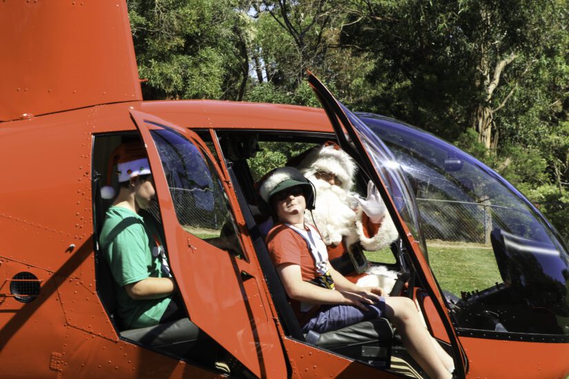 Santa Arrives by Helicopter